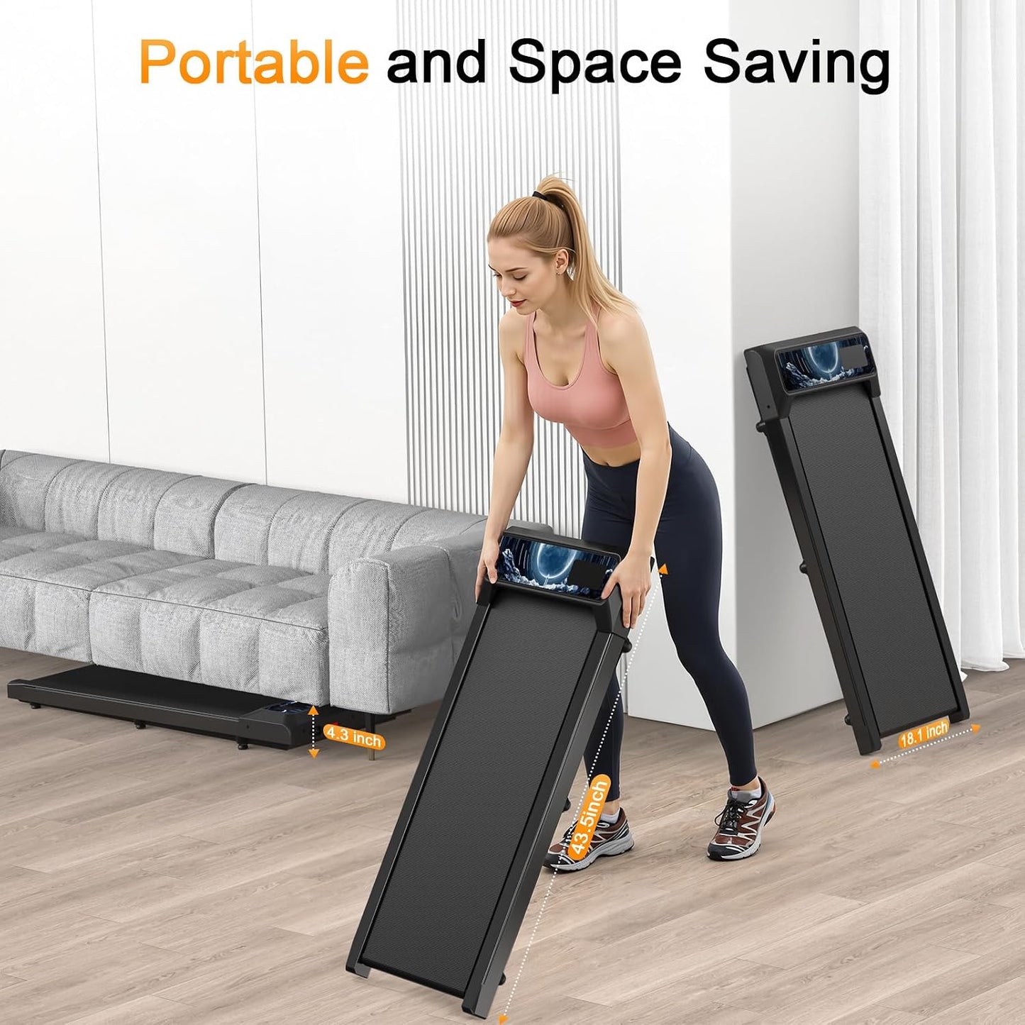 Walking Treadmill Pad with Incline Handle Bar