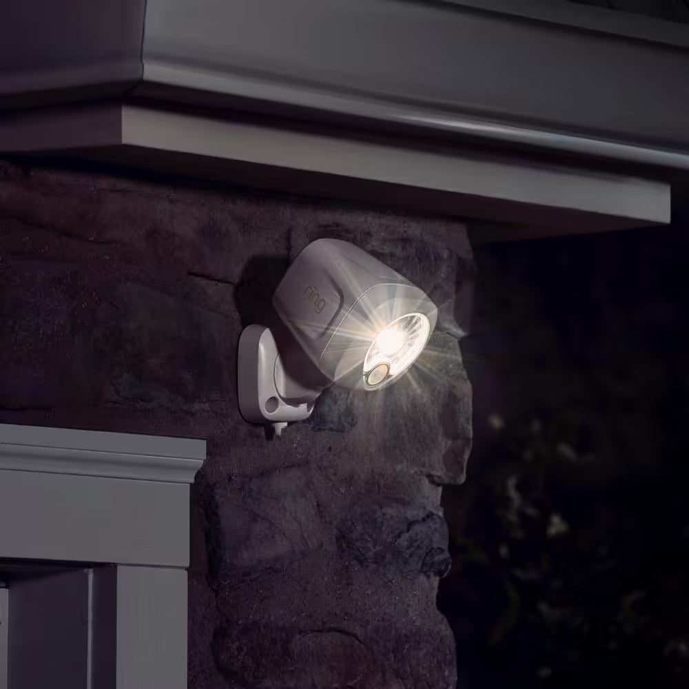 Smart Lighting White Motion Activated Outdoor Integrated LED Spotlight Battery