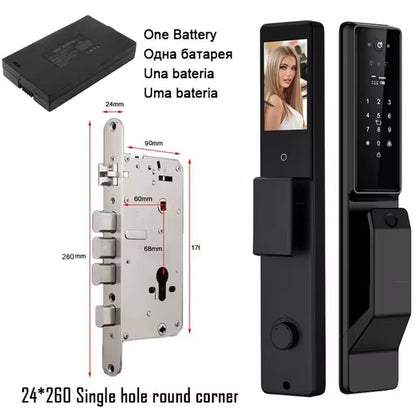 Alexa Voice Control Smart Door Lock Tuya APP 3D Face Recognition Electronic Digital Smart Door Lock with Camera