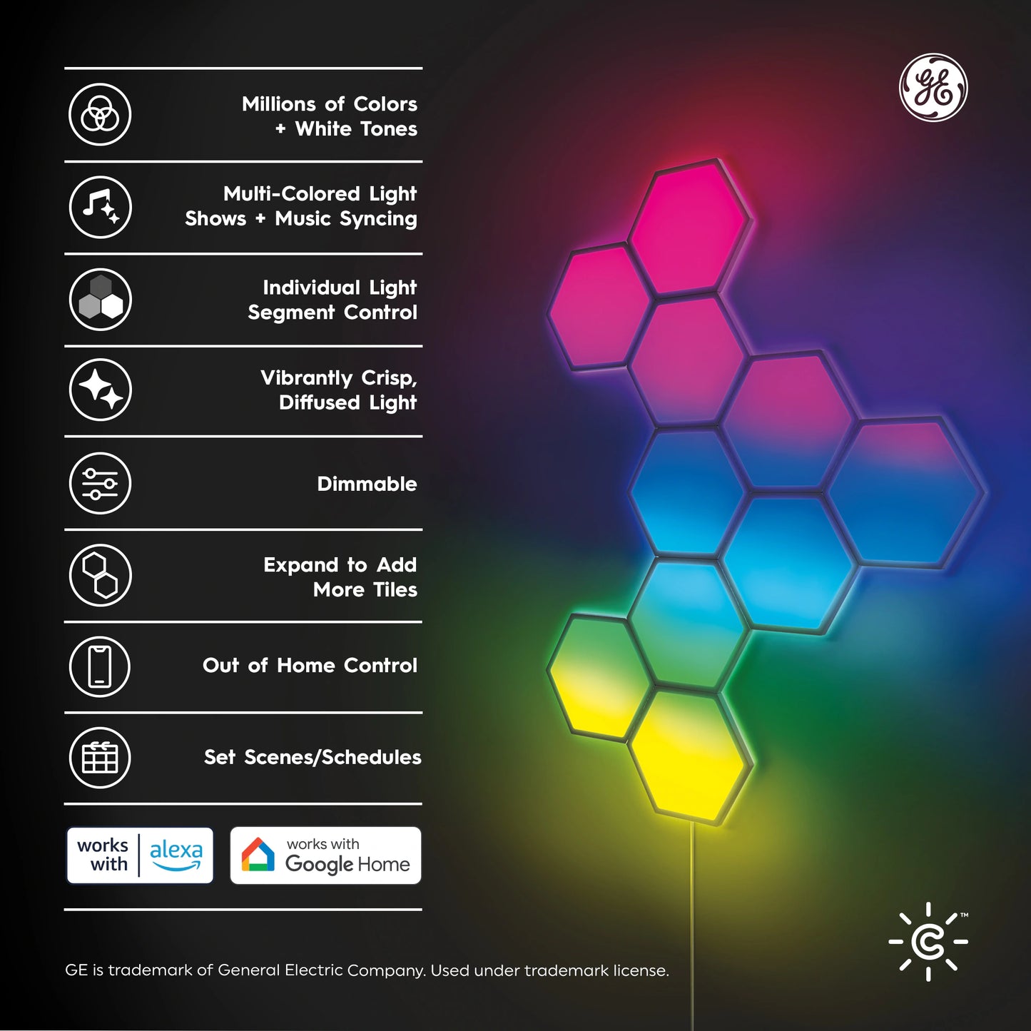 10 -Pack 1-Ft X 1-Ft Multicolor LED Panel Light