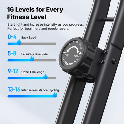 Folding Exercise Bike, Exercise Bike with LCD Display, Magnetic Fitness Bike for Home with Comfortable Seat, Space Saving, Cardio Training, Maximum Capacity 300 Lbs