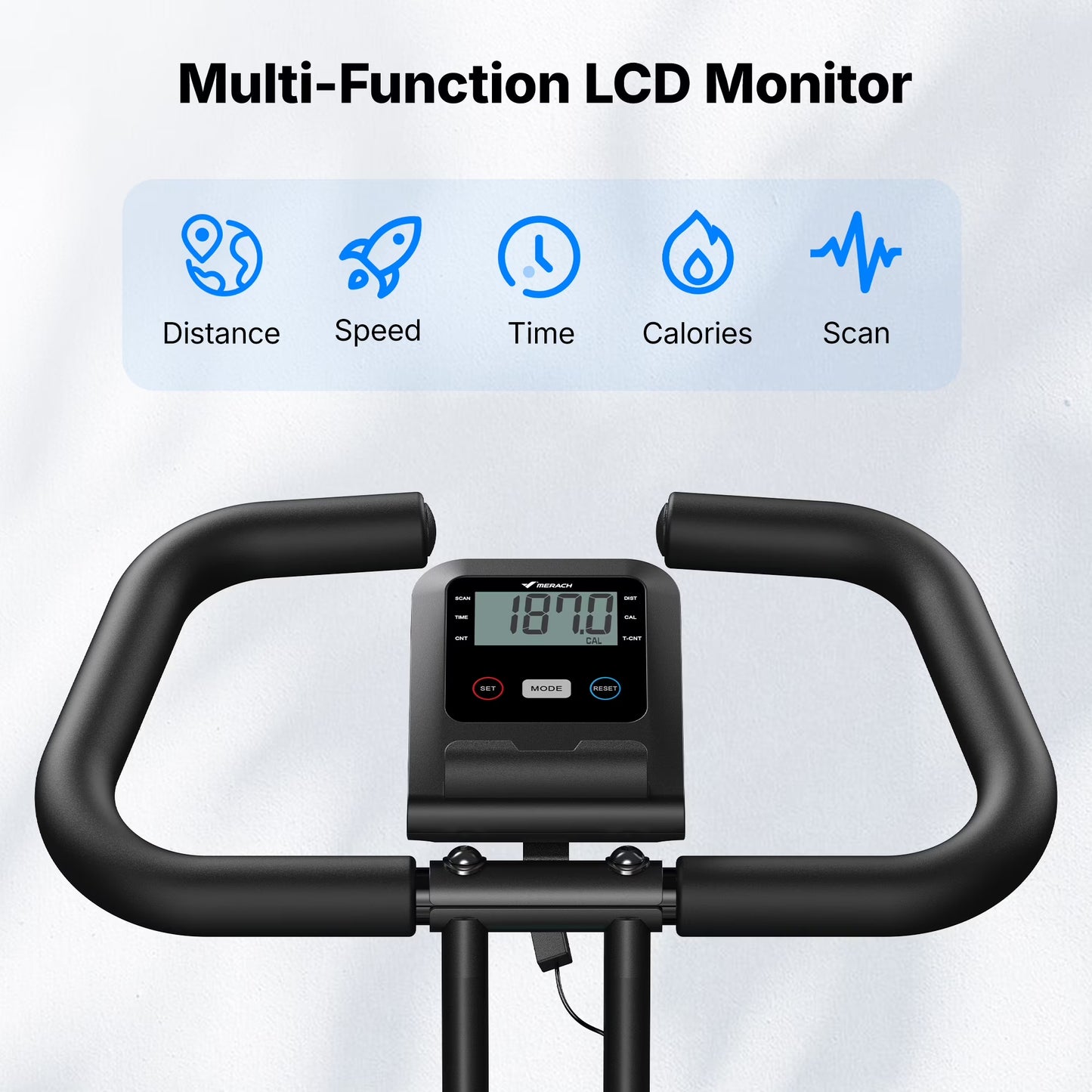 Folding Exercise Bike, Exercise Bike with LCD Display, Magnetic Fitness Bike for Home with Comfortable Seat, Space Saving, Cardio Training, Maximum Capacity 300 Lbs