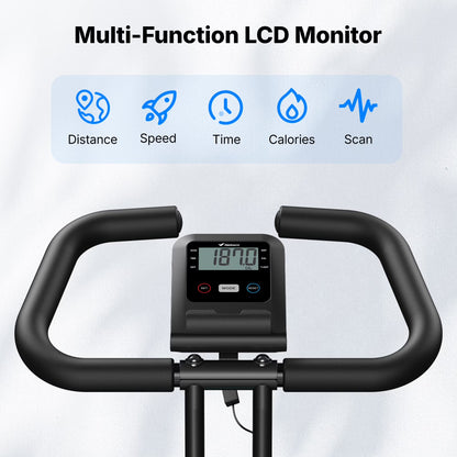 Folding Exercise Bike, Exercise Bike with LCD Display, Magnetic Fitness Bike for Home with Comfortable Seat, Space Saving, Cardio Training, Maximum Capacity 300 Lbs