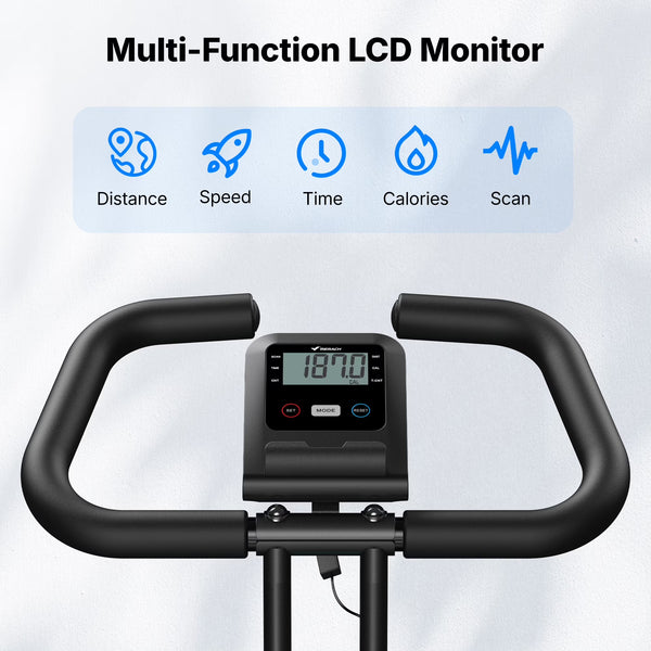 Folding Exercise Bike, Exercise Bike with LCD Display, Magnetic Fitness Bike for Home with Comfortable Seat, Space Saving, Cardio Training, Maximum Capacity 300 Lbs