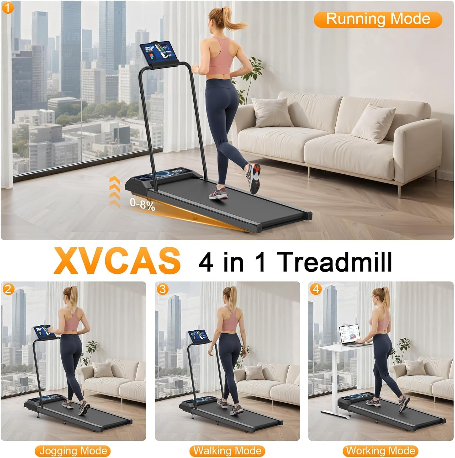 Walking Treadmill Pad with Incline Handle Bar