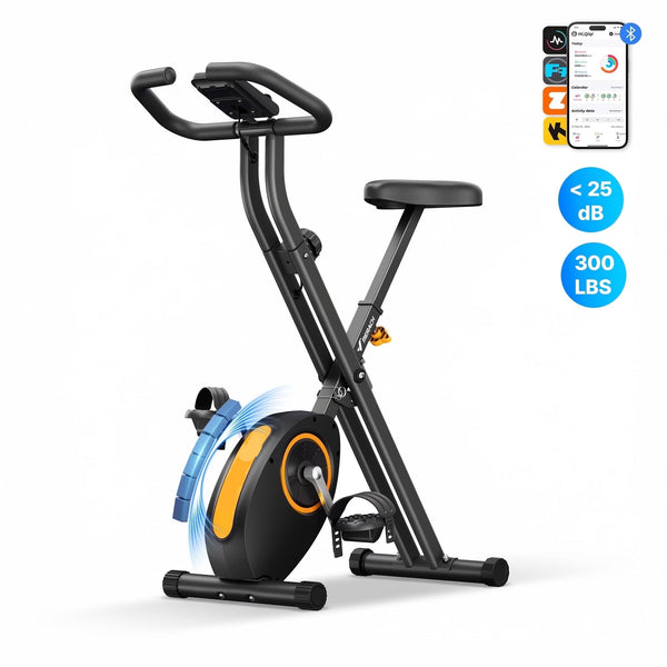 Folding Exercise Bike, Exercise Bike with LCD Display, Magnetic Fitness Bike for Home with Comfortable Seat, Space Saving, Cardio Training, Maximum Capacity 300 Lbs
