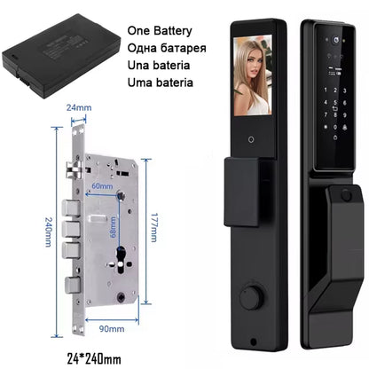Alexa Voice Control Smart Door Lock Tuya APP 3D Face Recognition Electronic Digital Smart Door Lock with Camera