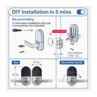 Smart Door Lock with Handle Fingerprint Electronic Knob for Front Keypad Door Lock with Handle ,Quick Installation