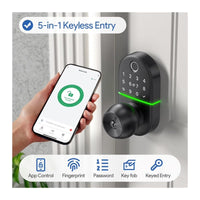 Smart Door Lock with Handle Fingerprint Electronic Knob for Front Keypad Door Lock with Handle ,Quick Installation