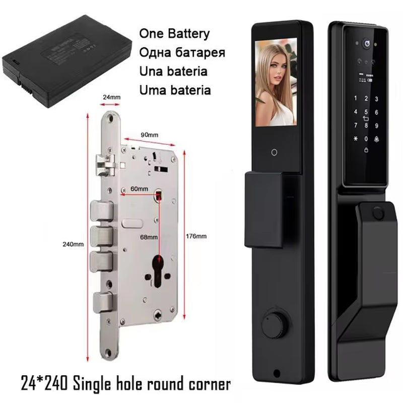 Alexa Voice Control Smart Door Lock Tuya APP 3D Face Recognition Electronic Digital Smart Door Lock with Camera