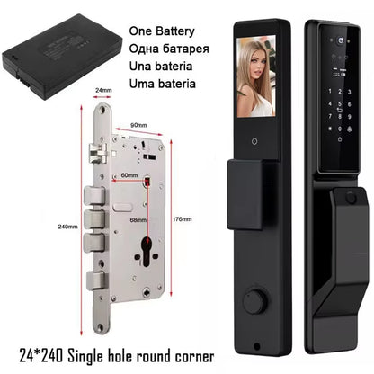 Alexa Voice Control Smart Door Lock Tuya APP 3D Face Recognition Electronic Digital Smart Door Lock with Camera