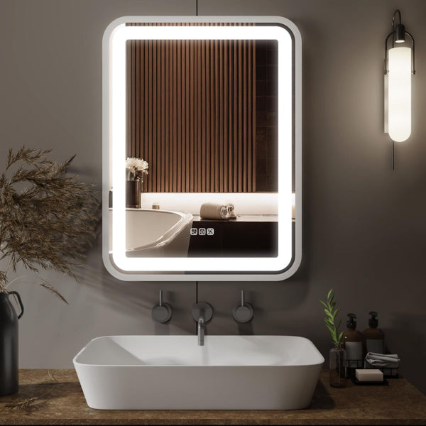 Bathroom Vanity Mirror Designed for Perfect Lighting, LED Frame, Anti-Fog Function, 3 Color Temperatures