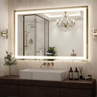 Morden White 40 In. W X 60 In. H LED Rectangle Aluminum Alloy Framed Vanity Wall Mirror