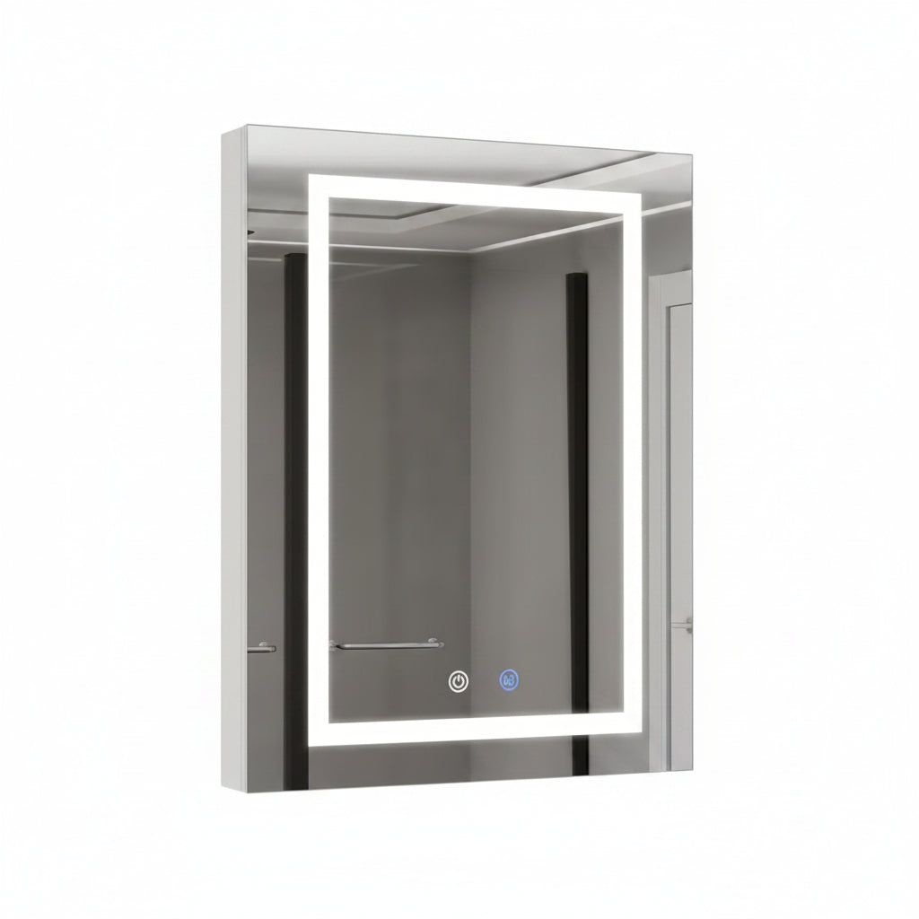 24 In. W X 30 In. H Rectangular Aluminum Light Medicine Cabinet with Mirror, Defogging, Mounted Recessed or Surface