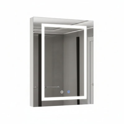 24 In. W X 30 In. H Rectangular Aluminum Light Medicine Cabinet with Mirror, Defogging, Mounted Recessed or Surface