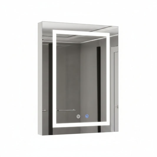 24 In. W X 30 In. H Rectangular Aluminum Light Medicine Cabinet with Mirror, Defogging, Mounted Recessed or Surface