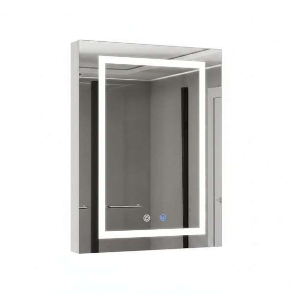 24 In. W X 30 In. H Rectangular Aluminum Light Medicine Cabinet with Mirror, Defogging, Mounted Recessed or Surface