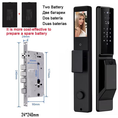 Alexa Voice Control Smart Door Lock Tuya APP 3D Face Recognition Electronic Digital Smart Door Lock with Camera