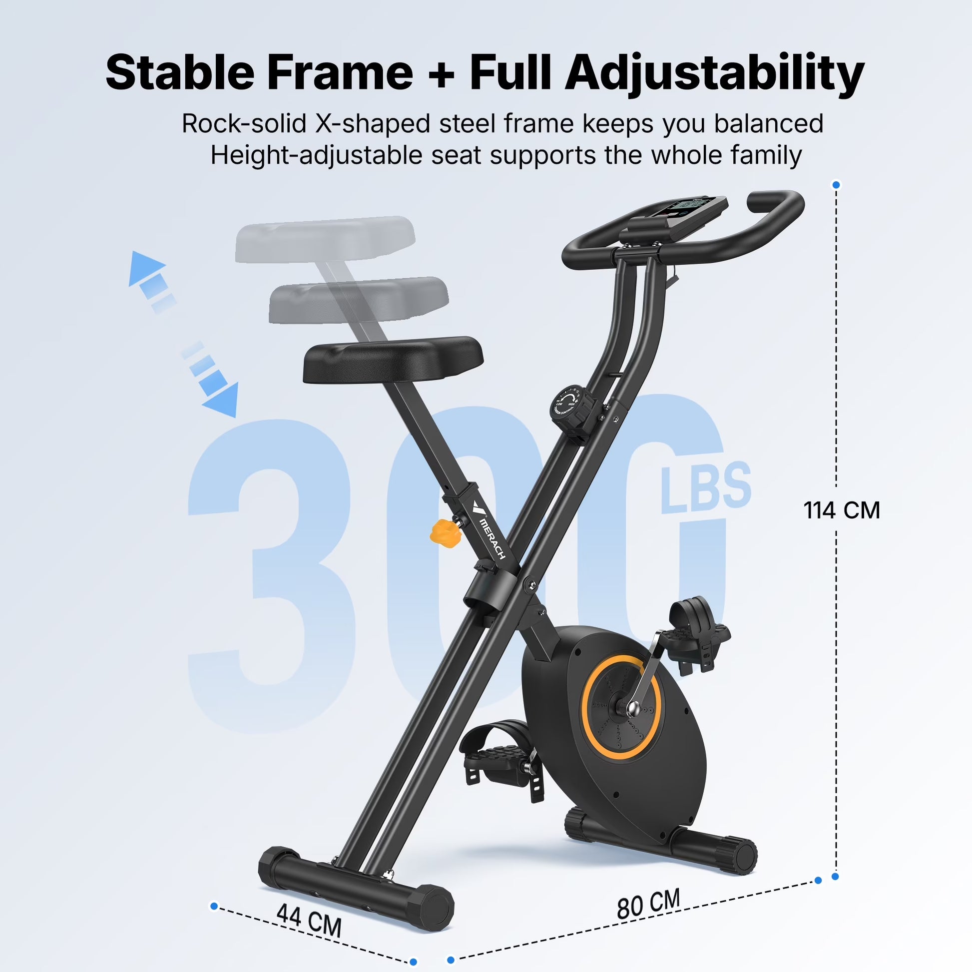 Folding Exercise Bike, Exercise Bike with LCD Display, Magnetic Fitness Bike for Home with Comfortable Seat, Space Saving, Cardio Training, Maximum Capacity 300 Lbs