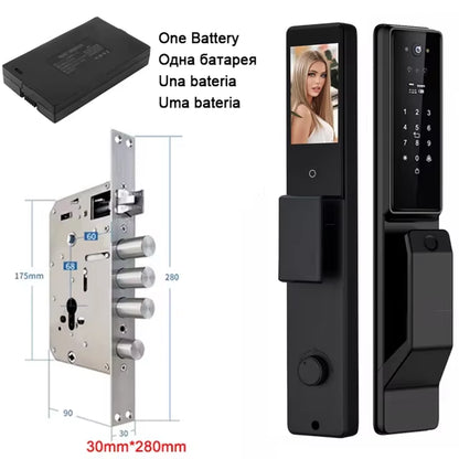 Alexa Voice Control Smart Door Lock Tuya APP 3D Face Recognition Electronic Digital Smart Door Lock with Camera