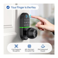 Smart Door Lock with Handle Fingerprint Electronic Knob for Front Keypad Door Lock with Handle ,Quick Installation