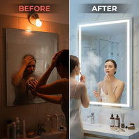 LED Vanity Mirror Built to Enhance Daily Routines, Aluminum Frame, Anti-Fog Function, Stepless Dimming Control — Before & After