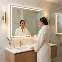 White 40 In. W X 60 In. H LED Rectangle Aluminum Alloy Framed Vanity Wall Mirror — Lifestyle