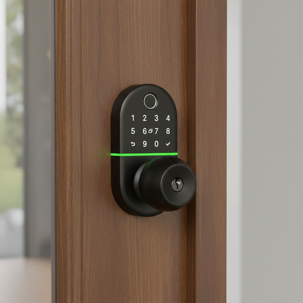 Smart Door Lock Built to Secure Any Home, Fingerprint Entry, Bluetooth App Control, Waterproof Alloy